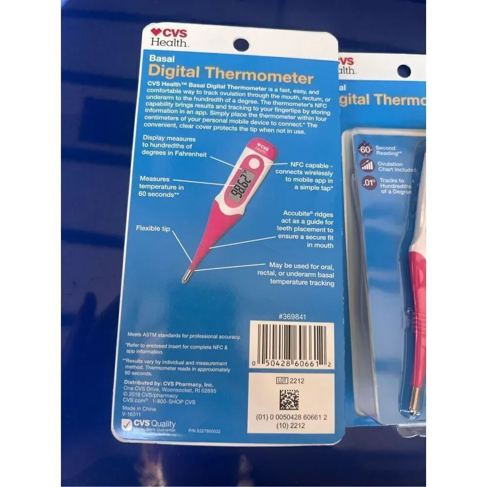 2 CVS Health Basal Digital ovulation Thermometers New NFC capable pregnancy